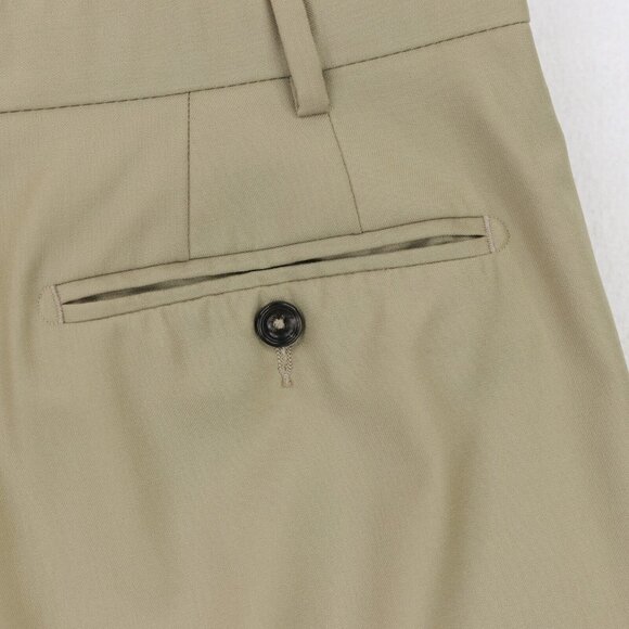 Zanella Platinum Loro Piana Tasmanian 150s Wool Mens 37 X 34 Beige Parker - Picture 6 of 11